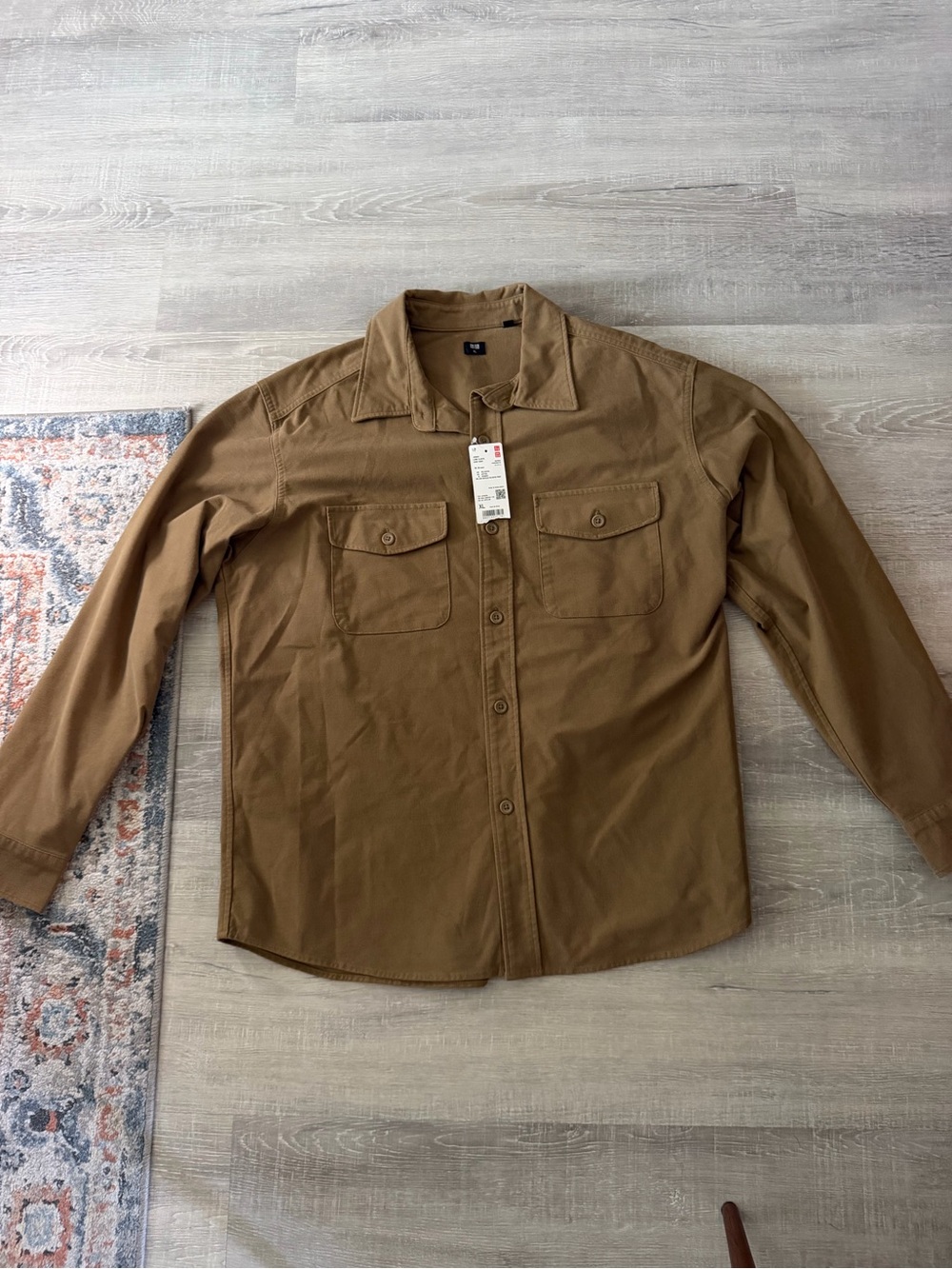 Uniqlo Men's Tan Button-Up Shirt Jacket